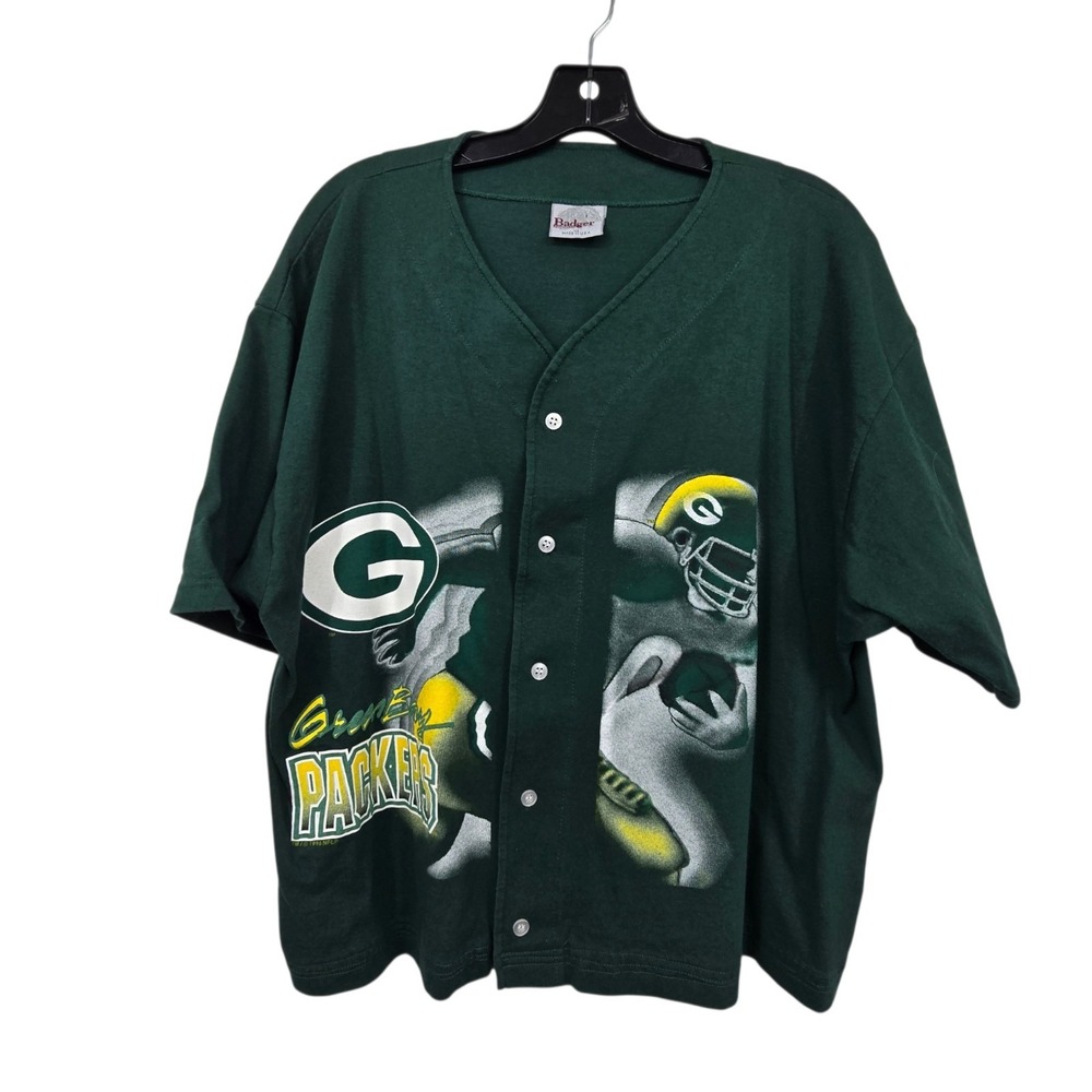 Vtg 90s Y2K Green Bay Packers NFL Football Button Jersey Men XL Graphic 1996 USA
